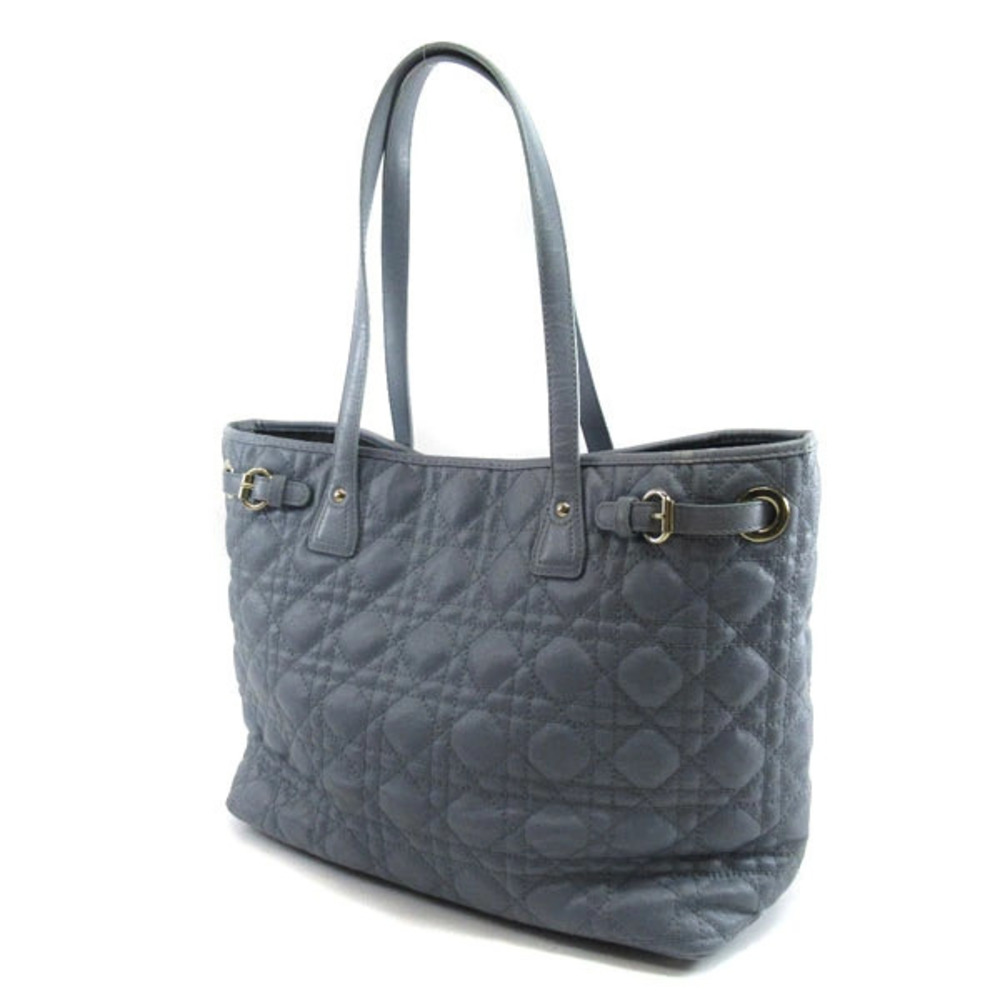 Dior Tote Bag Canvas CHRISTIAN Charm Black